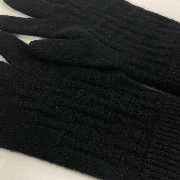 HERMES Whole pattern H logo Gloves Cashmere Black - Picture 6 of 8